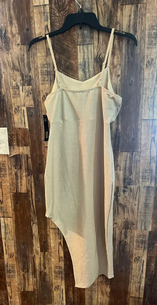 Steve Madden Madden NYC Champagne Sparkle Asymmetrical Hem Party Dress size medium - Image 4