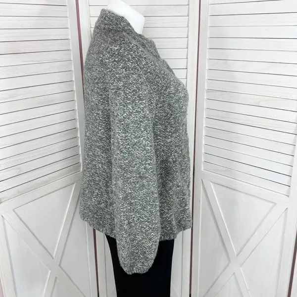 Willi Smith Marled Peplum Wool Blend‎ Cardigan Sweater Grey XL - Image 3