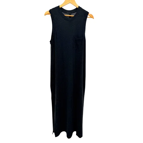 ATM Anthony Thomas Melillo Black Speckled‎ Maxi Pocket Jersey Tank Dress Large - Image 5