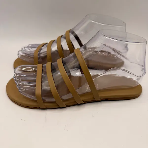TKEES Senna Leather Strappy Sandals Sable Tan Flat Slides Womens Size 6 EUR 37 - Image 3