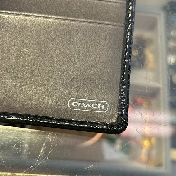 Coach Black Signature Jacquard Long Wallet Snap Flap Checkbook Style - Image 5