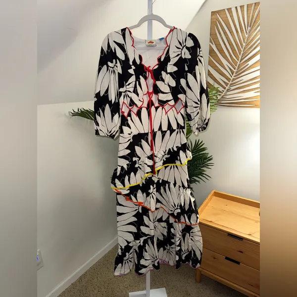 FARM Rio x Anthropologie Cutout Tiered Linen Maxi Dress XS‎ - Image 5