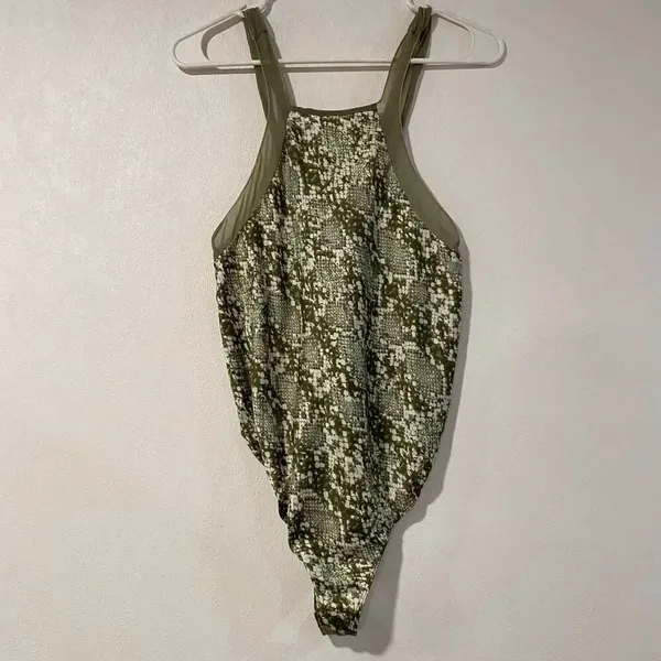 NWT Free People Intimately Snake Print Halter Bodysuit Boho Top - Image 2