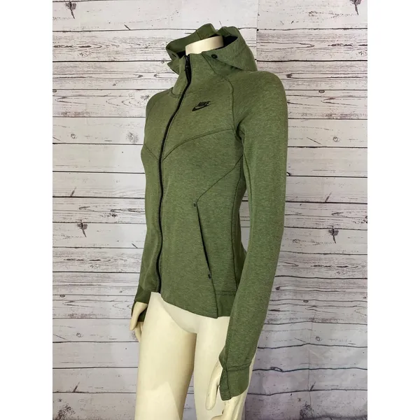 Nike Olive Green Hooded Zip Athletic Thumbholes Sleeves size XS - Image 6