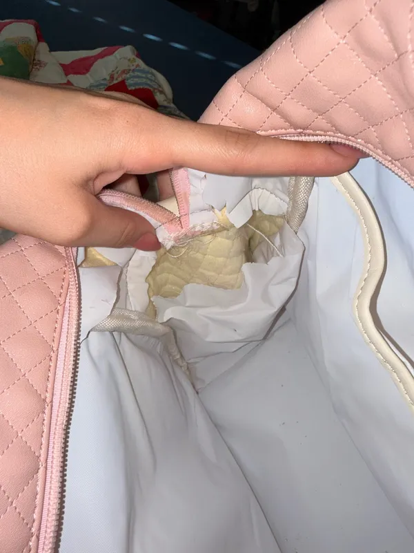 Vintage Pink quilted baby Jolie Paris duffel dipper bag - Image 9
