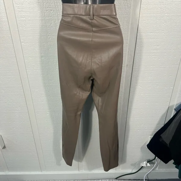 Zara Women’s Tan Skinny Faux Leather Pants Size Medium NWOT - Image 6