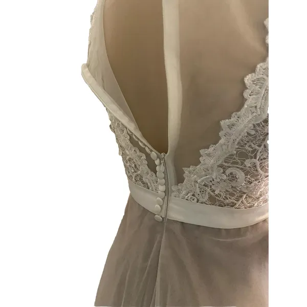 Hebeos wedding dress white lace‎ and tool over champagne sz 2 - Image 12