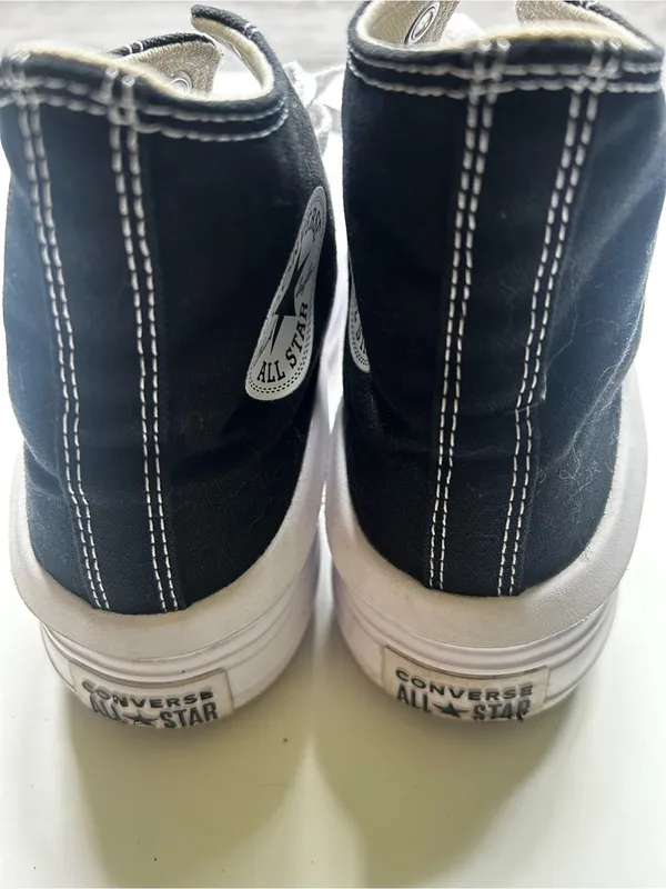 Converse Women’s Black and White Platform High Top Canvas Sneakers Size 8 - Image 7