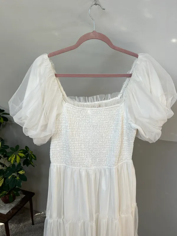 Baltic Born White Tulle Midi Tiered Dress Bridal Engagement - Image 5
