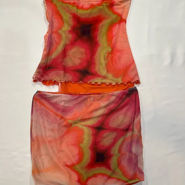 Tiger Mist Sariah StraplessTop and Mini skirt‎ Set size L Marble-Print - Image 3