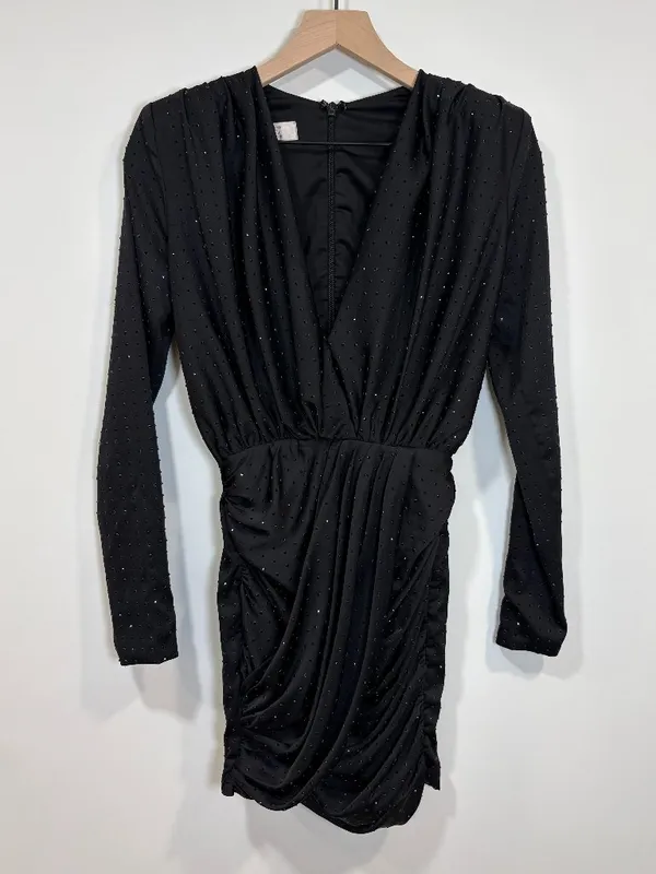 🌟 House Of Cb 🌟 Tatja Embellished Draped Mini Dress Black Sz Xs - Image 5