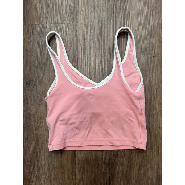 Aerie OFFLINE Pink Cropped‎ Tank Top White Trim XS - Image 2