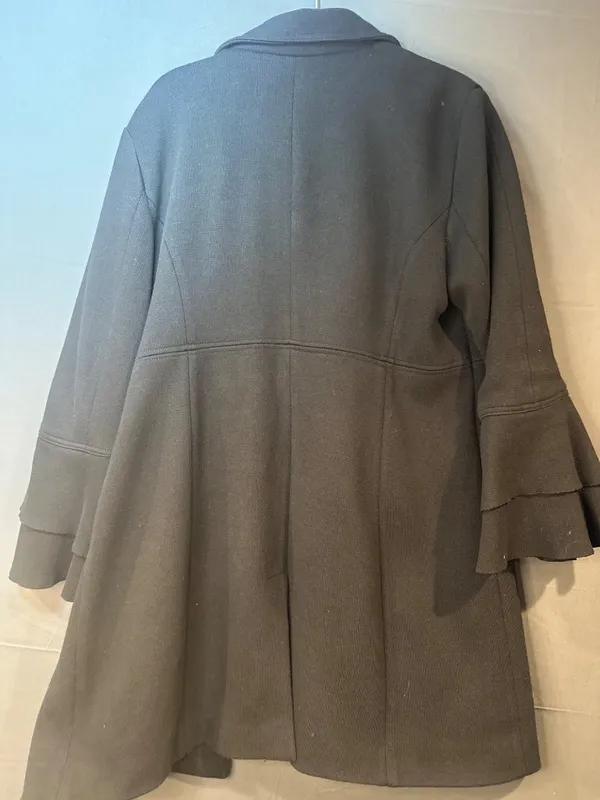 Women XL INC International Concepts Black Cotton Coat Tiered Ruffle Bell Sleeve - Image 8