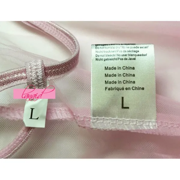 Macy's NEW SET Pink Tulle Mesh Sheer Layered Micro Mini Lace G-String Thong Garters L - Image 9