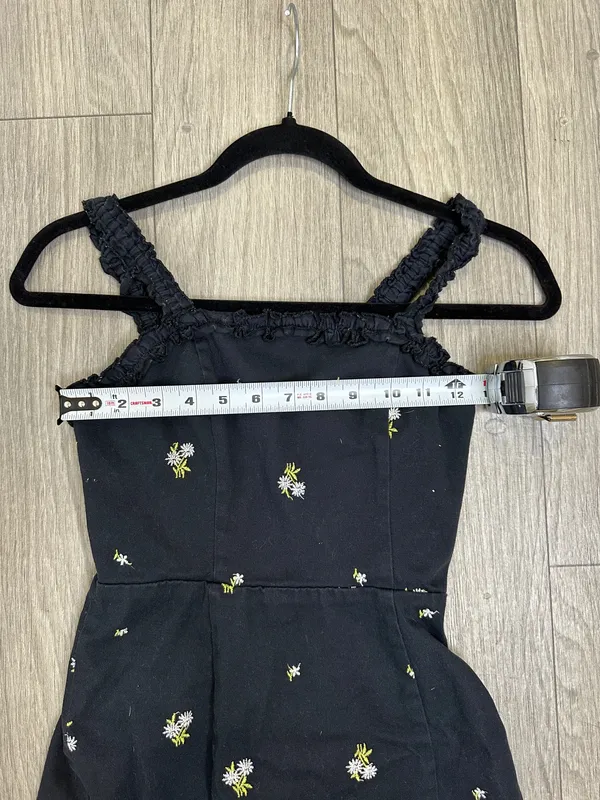 Urban Outfitters Cottagecore Floral Dress XS Navy Blue Ruffle Spring - Image 9