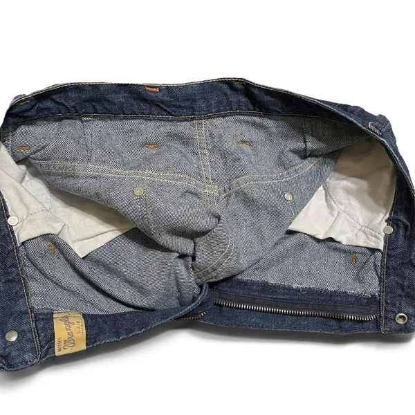 Vintage Wrangler High-Rise Tapered Straight Leg Blue Denim Jeans Made in USA L - Image 8