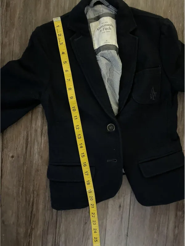 VTG Abercrombie & Fitch Y2K Blue Blazer Wool Blend Jacket M - Image 5