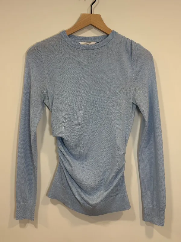 🌟 Lk Bennett 🌟 Dora Crew Neck Merino Wool Cotton Blend Sweater Blue Xs - Image 4