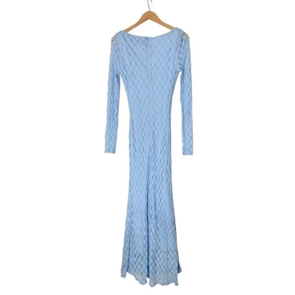 Bardot Celestia Blue Floral Lace Long Sleeve Midi Dress Size Large US Size 8 NEW - Image 3