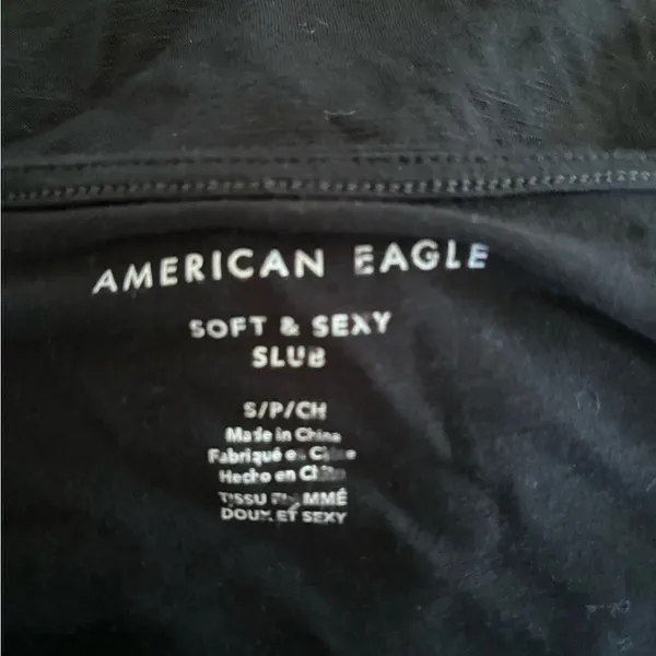 American Eagle Soft & Sexy Slub Button Front Top Small Black - Image 2