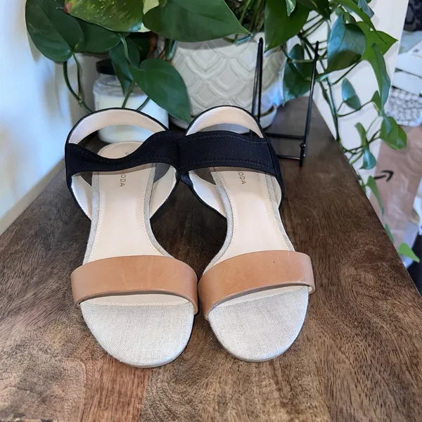 Pelle‎ Moda Womens Black/Brown Open Toe Open Kitten Heel Stretchy Straps Size 7 - Image 4