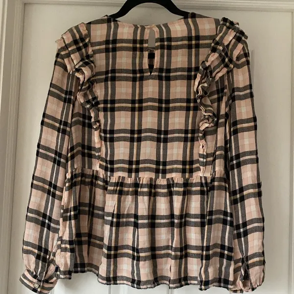 LOFT pink plaid flannel blouse - Image 2