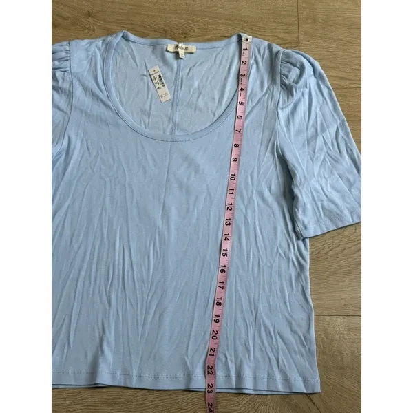 NWT Madewell puff‎ sleeve top scoop neck light blue summer supima cotton size XL - Image 5