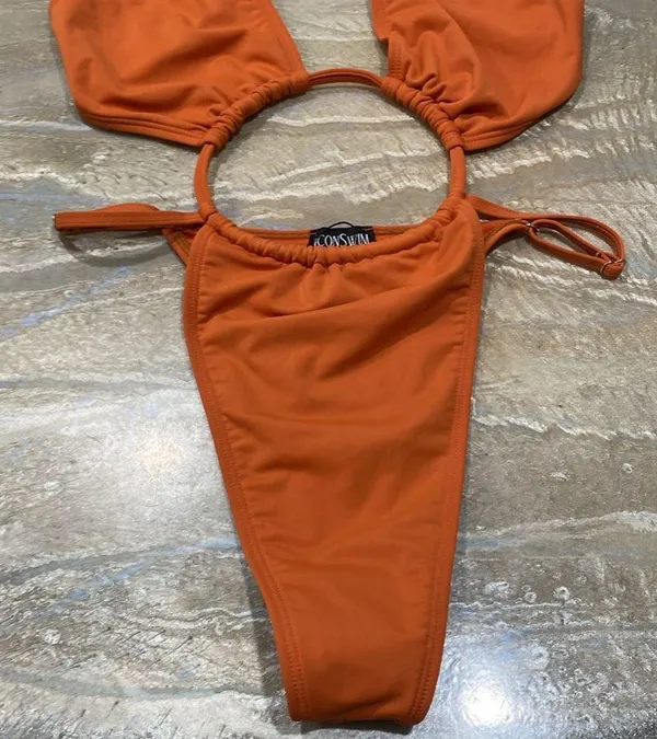 Icon Swim Orange Cutout Swimsuit - Image 3