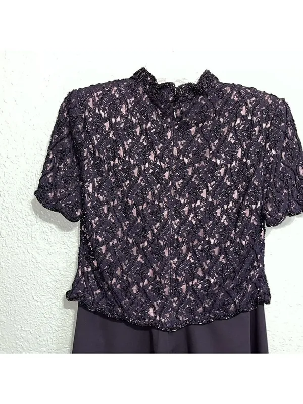Vintage Elegant Black Lace Top and Skirt Set Two Piece Dress semi Formal - Image 5