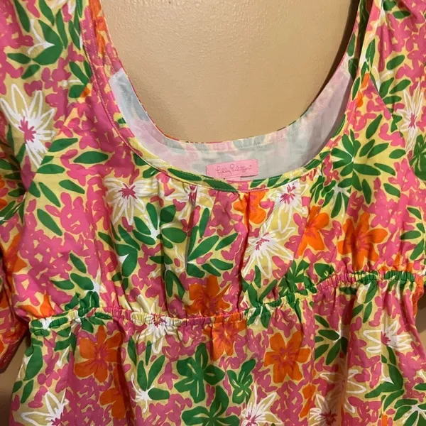 Lilly Pulitzer Floral Print Babydoll Short Sleeve‎ Top - size 8 - Image 5