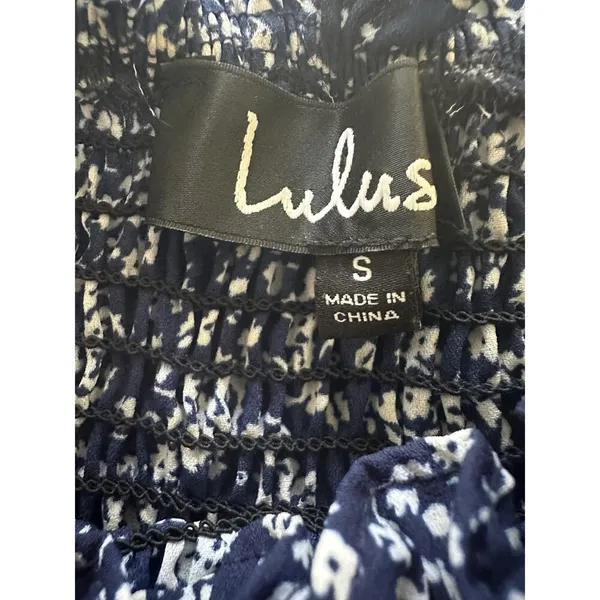 Lulus Blue White Floral Lightweight Flowy Womens Off Shoulder Maxi Dress Size Sm - Image 9