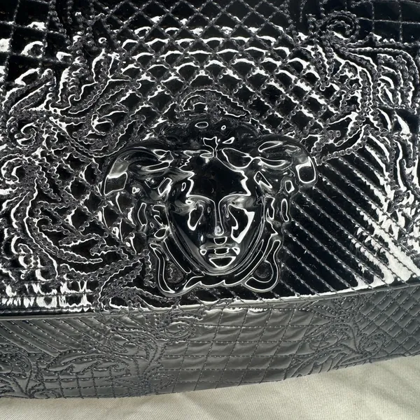 Versace Black Vanitas Medusa Patent Leather Shoulder Bag - Image 7