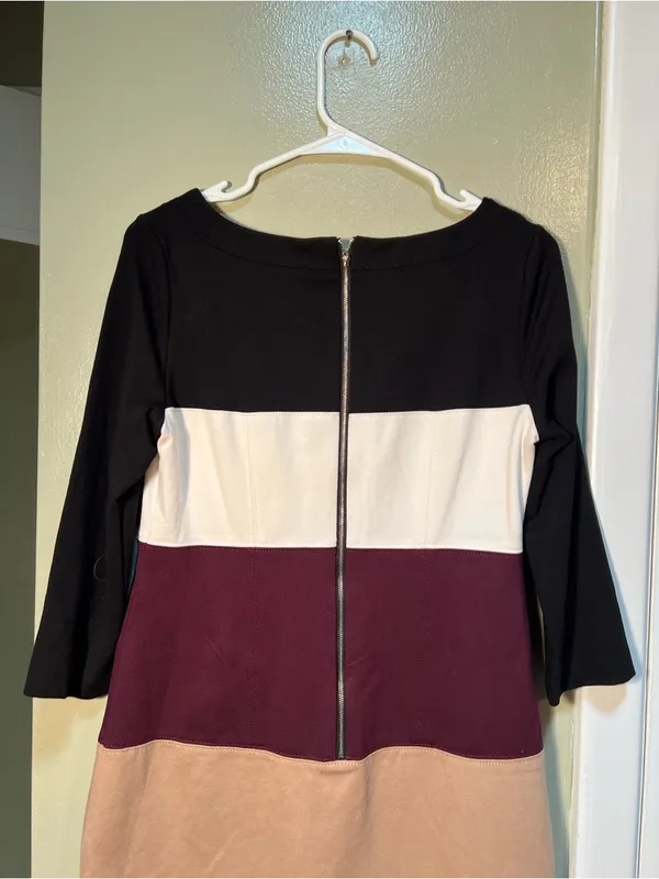 White House Black Market Women's‎ Size 6 Colorblock Shift Dress 3/4 Sleeve Ponte - Image 8