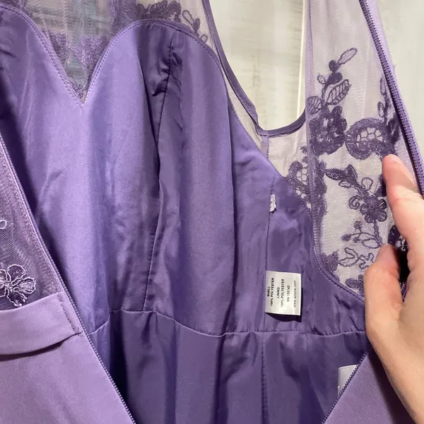 Beautiful Azazie lavender mermaid mesh textured top maxi dress fairy - Image 6