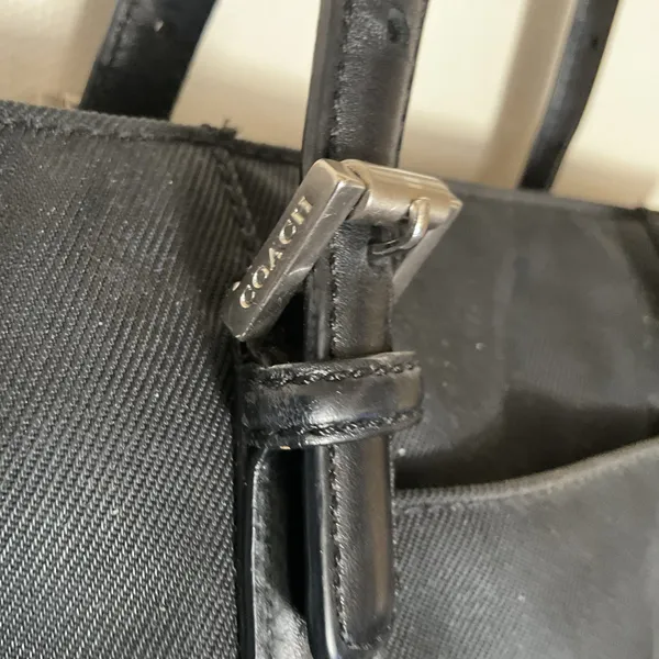 Vintage Coach F3K-9321 Black Twill Leather Trim Tote Shoulder Bag Y2K - Image 12