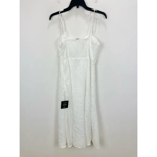 Lulus Loveliest Looks White Floral Jacquard Tie-Strap Midi Dress Medium NWT - Image 10
