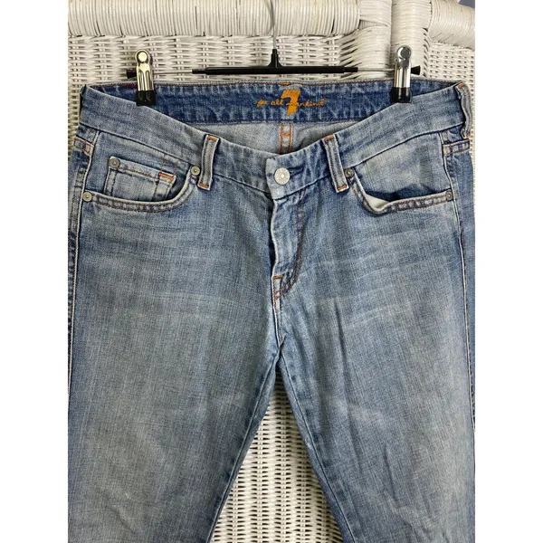 Vintage Y2K 7 For All Mankind A-Pocket‎ Bootcut Jeans 30 Made in USA Medium Wash - Image 7