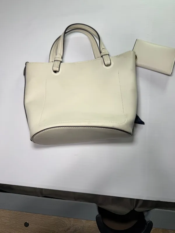 nanette lepore Cream faux Leather Satchel with Floral Scarf Accent - Image 3