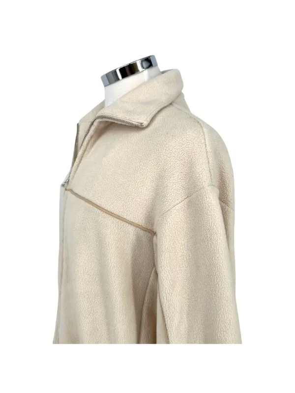 & Other Stories Fleece Full Zip Oversized Cozy Track Jacket Cream Size Small - Image 5