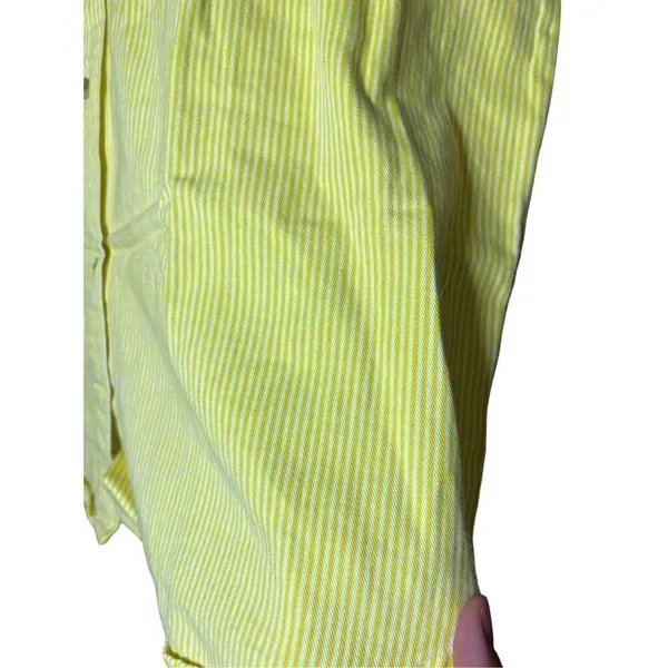 Women’s Yellow Embroidered Flower Sleeveless button‎ front shirt - Image 4