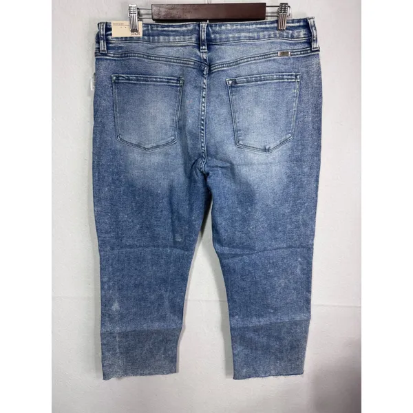 KanCan Women's High Rise Cropped Straight Jeans Raw Hem Denim 33x25 New‎ - Image 5