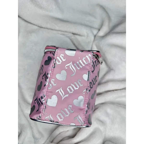 Juicy Couture Top Handle Bag Womens Small Pink Heart Love Print Travel Zip - Image 2