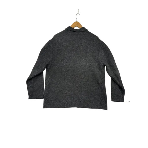 Studio Works Women's Gray 100% Wool Snowman X-Mas Embroidered Zip Up ‎ sweater L - Image 4