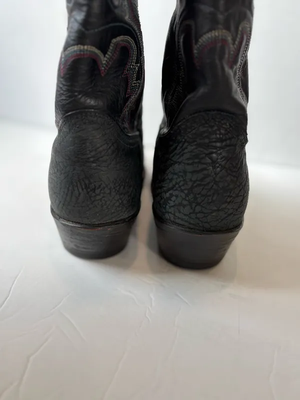 Abilene vintage black leather cowboy boots - Image 4
