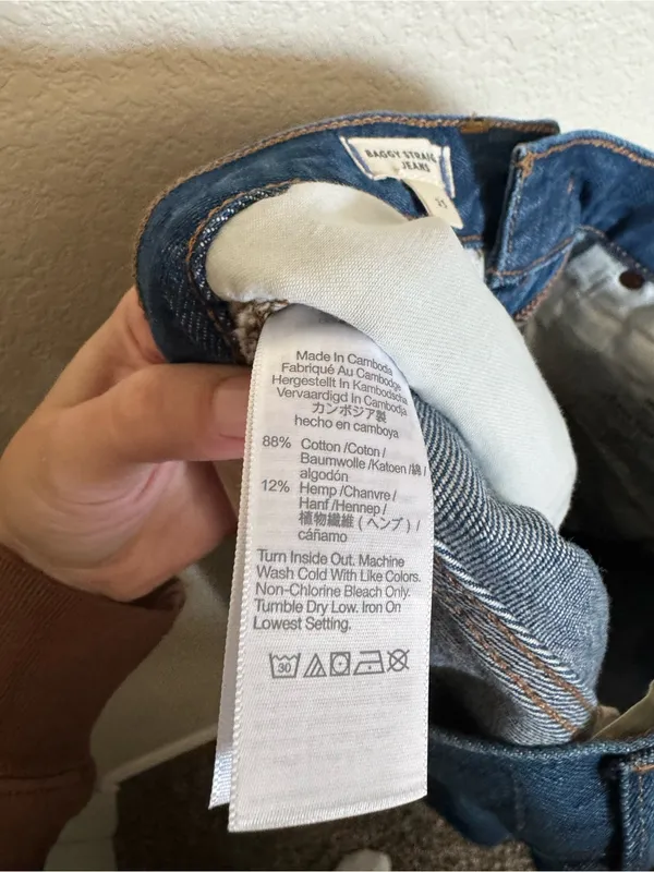 Madewell Baggy Straight‎ Jeans Sz 25 Worn Indigo Wash Dark Wash Hemp Blend NEW - Image 11