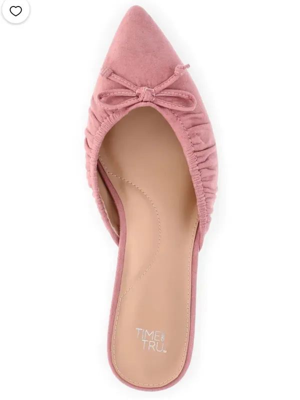 Women's Pink Suede Pointed-Toe Kitten Heel Mules - Image 4