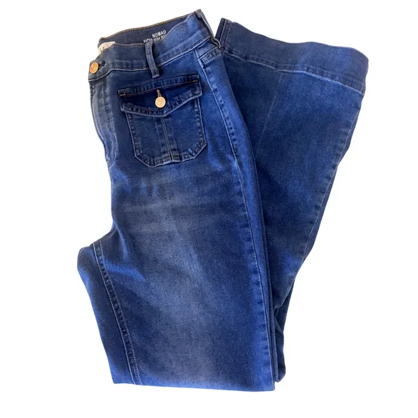 Nicole Miller Nomad Super High Rise Flare Jeans Womens 8 Blue Excellent Stretch - Image 8