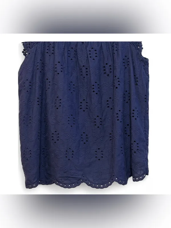 Knox Rose Women’s Boho Navy Eyelet Embroidered Lace Sleeveless Tank Blouse SizeS - Image 9