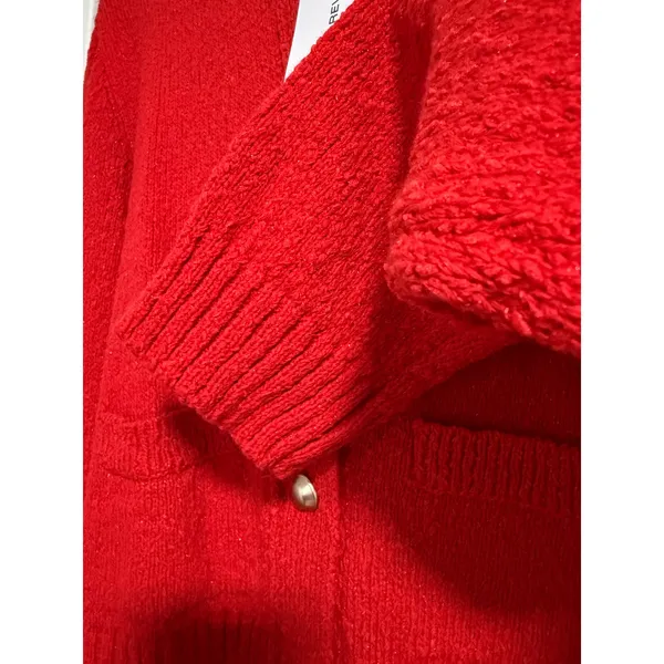 Urban Revivo Womens Red Textured Knit‎ Button Front Cardigan Size US 12 - Image 7