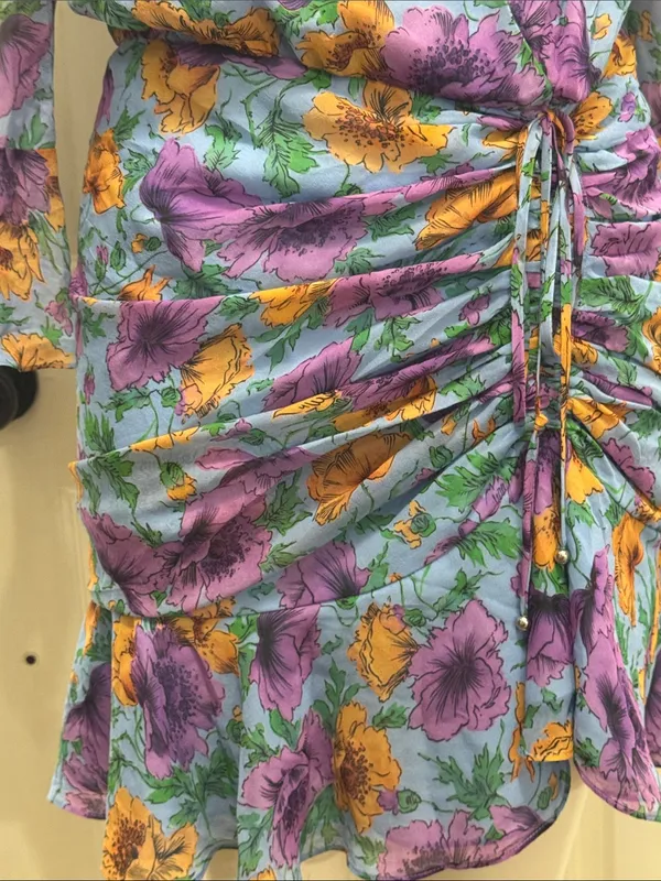 VERONICA BEARD 100% Silk Sean Floral-Printed Ruched Dress | Size 6🌸 - Image 9
